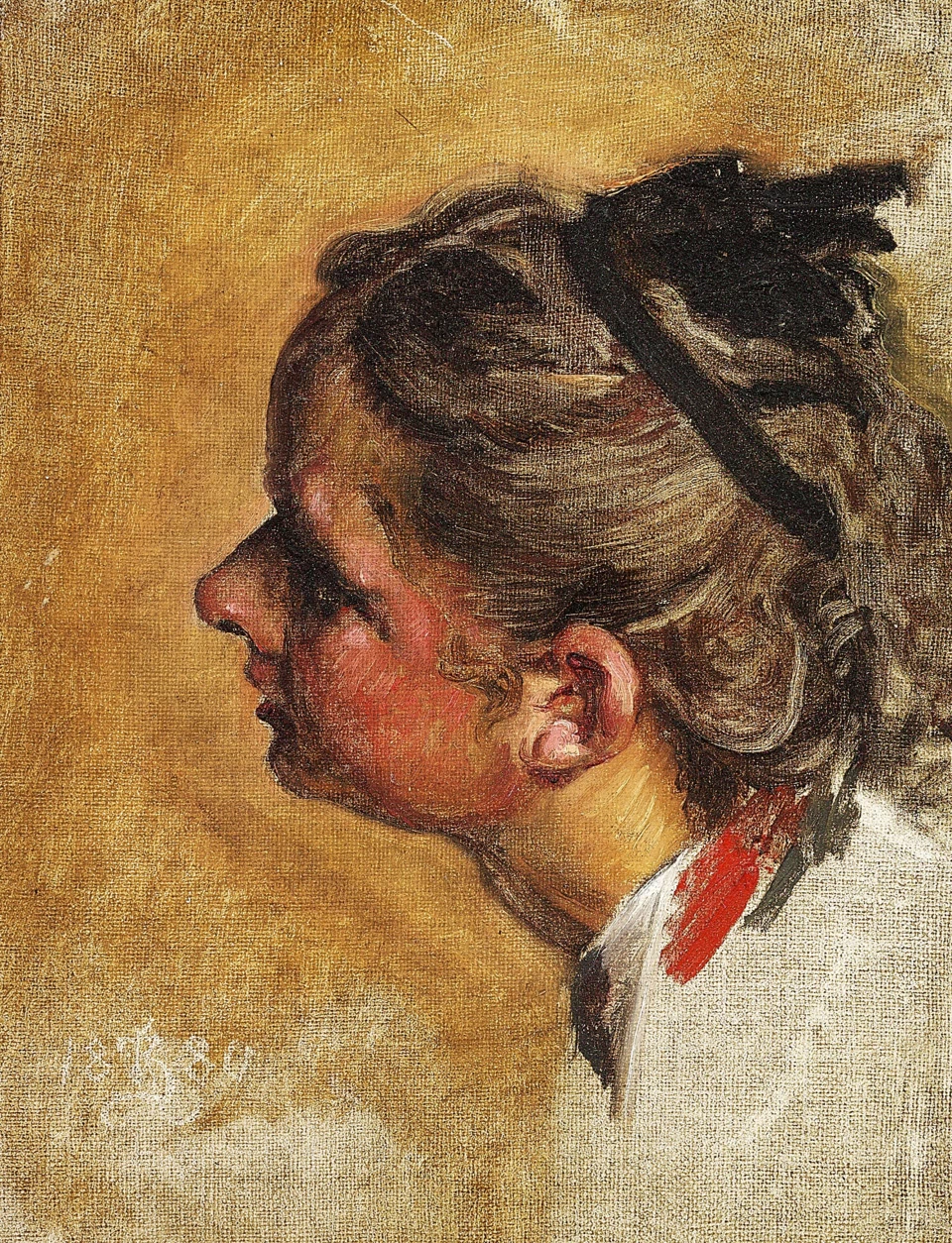 Kristian Zahrtmann - 110, Studio di profilo da sinistra di una giovane ragazza, per il dipinto Giulietta e la nutrice